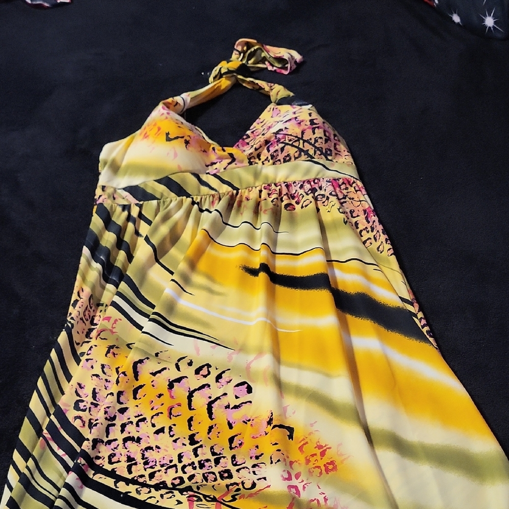 Chesley Yellow and Pink Maxi Dress